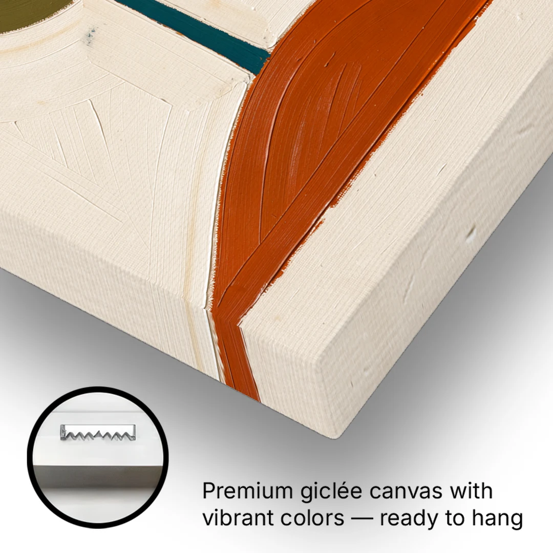 Mid Century Abstract Wall Art with Olive Circle Tree - Canvas Wall Art - Gallery Wrap Corner