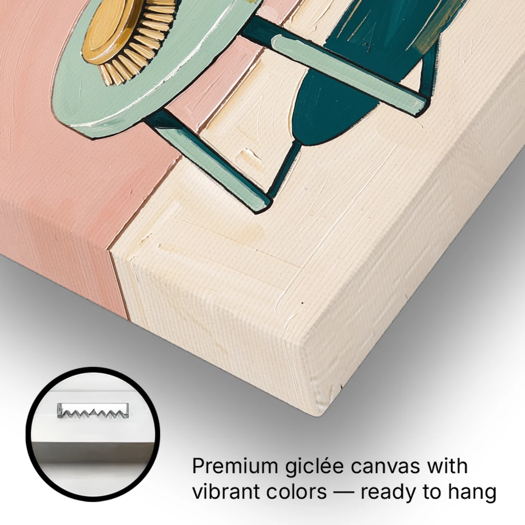 Mid Century Bathroom Wall Art of a Bath Brush - Canvas Wall Art - Gallery Wrap Corner