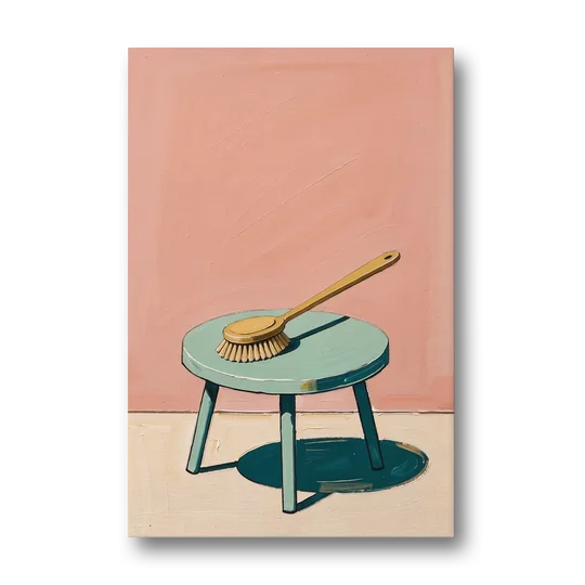 Mid Century Bathroom Wall Art of a Bath Brush - Canvas Wall Art - Front