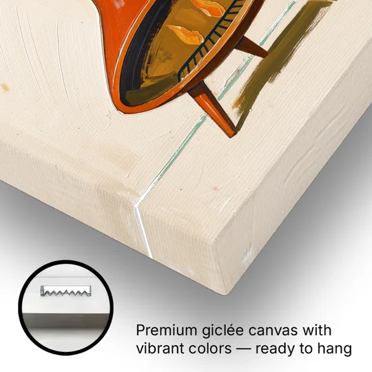 Mid-Century Christmas Wall Art of a Cone Fireplace - Canvas Wall Art - Gallery Wrap Corner