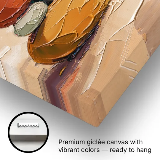 Mid Century Modern Abstract Ochre Pebble Cairn - Canvas Wall Art - Gallery Wrap Corner