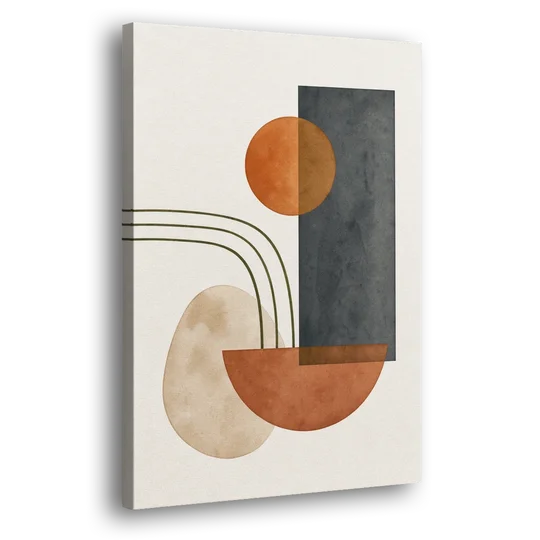 Mid Century Modern Abstract Painting with Slate Slab - Canvas Wall Art - Side