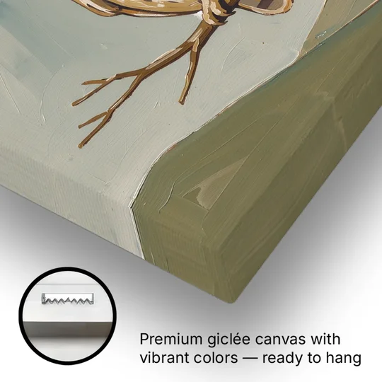 Mid Century Modern Gallery Wall Owl Under the Moon - Canvas Wall Art - Gallery Wrap Corner