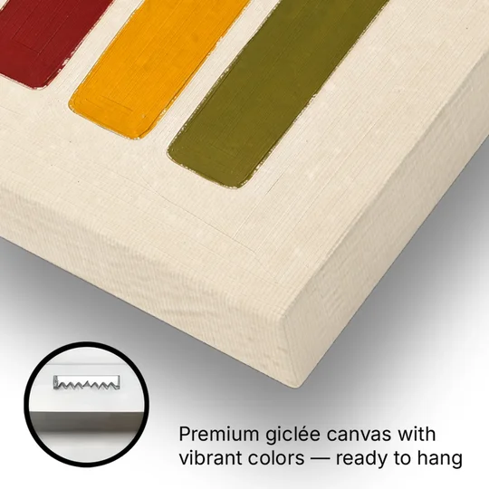 Mid Century Modern Home Decor with Five Stacked Swatches - Canvas Wall Art - Gallery Wrap Corner