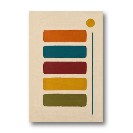 Mid Century Modern Home Decor with Five Stacked Swatches - Canvas Wall Art - Front