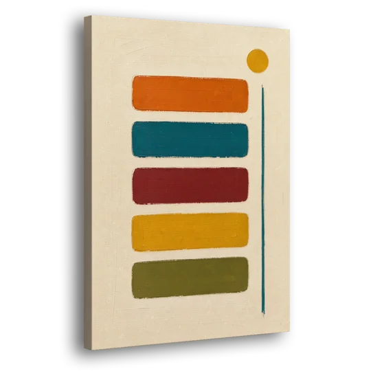 Mid Century Modern Home Decor with Five Stacked Swatches - Canvas Wall Art - Side