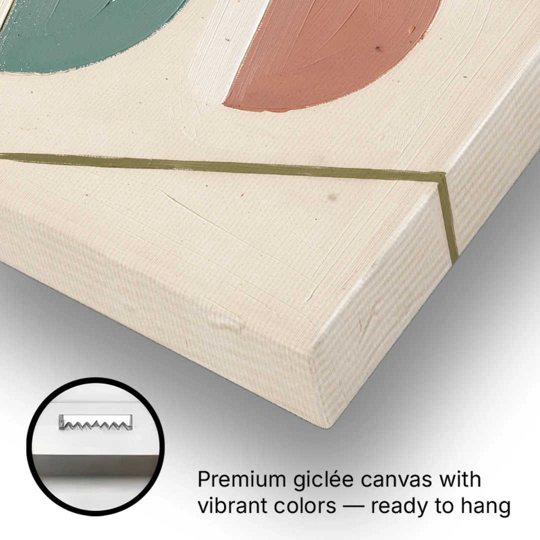 Mid Century Modern Prints of Three Tipping Half Moons - Canvas Wall Art - Gallery Wrap Corner