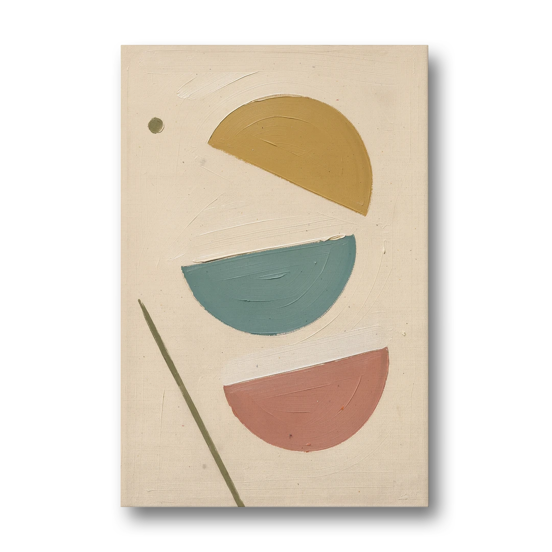 Mid Century Modern Prints of Three Tipping Half Moons - Canvas Wall Art - Front