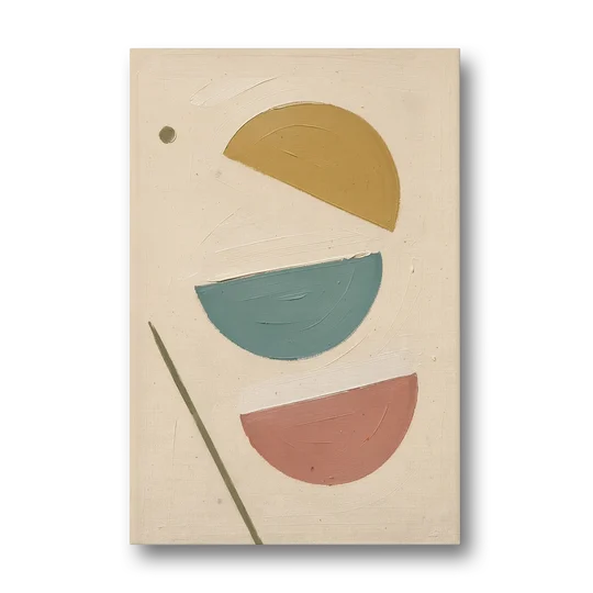 Mid Century Modern Prints of Three Tipping Half Moons - Canvas Wall Art - Front