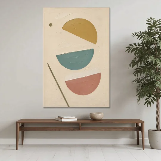 Mid Century Modern Prints of Three Tipping Half Moons - Canvas Wall Art - Coffee Table - 40x60