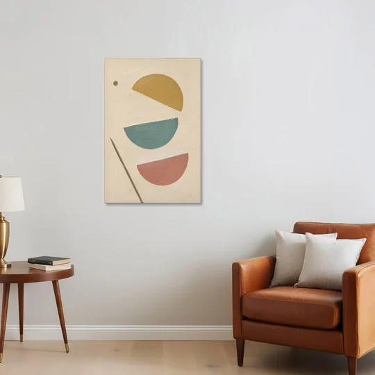 Mid Century Modern Prints of Three Tipping Half Moons - Canvas Wall Art - Sofa - 24x36
