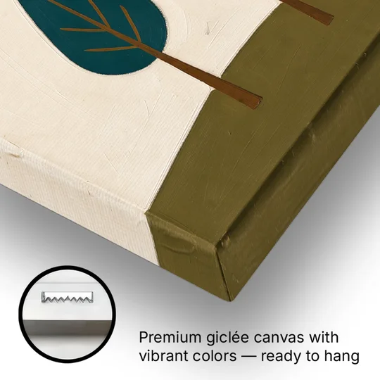 Mid Century Modern Wall Art of Three Trees - Canvas Wall Art - Gallery Wrap Corner