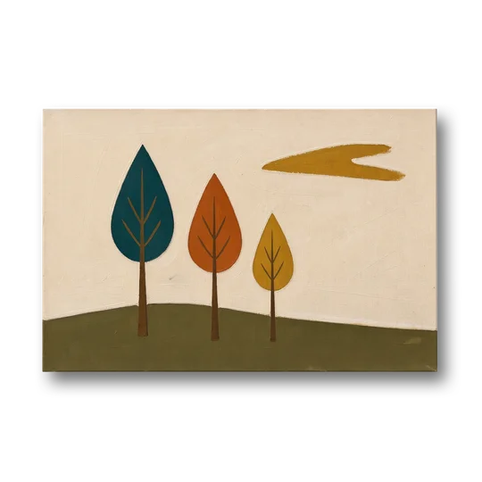 Mid Century Modern Wall Art of Three Trees - Canvas Wall Art - Front