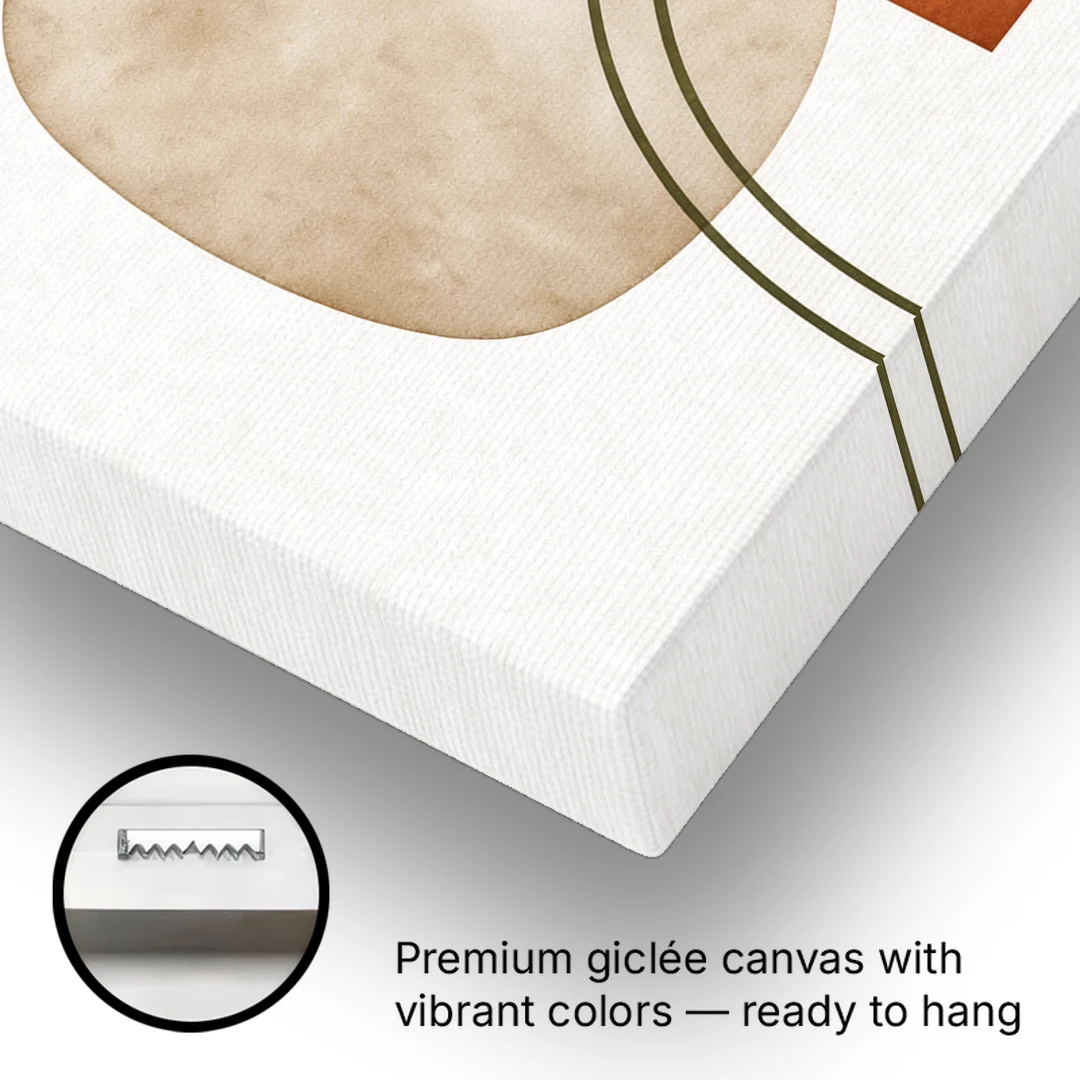 Mid Century Modern Wall Decor Pebble and Olive Arcs - Canvas Wall Art - Gallery Wrap Corner