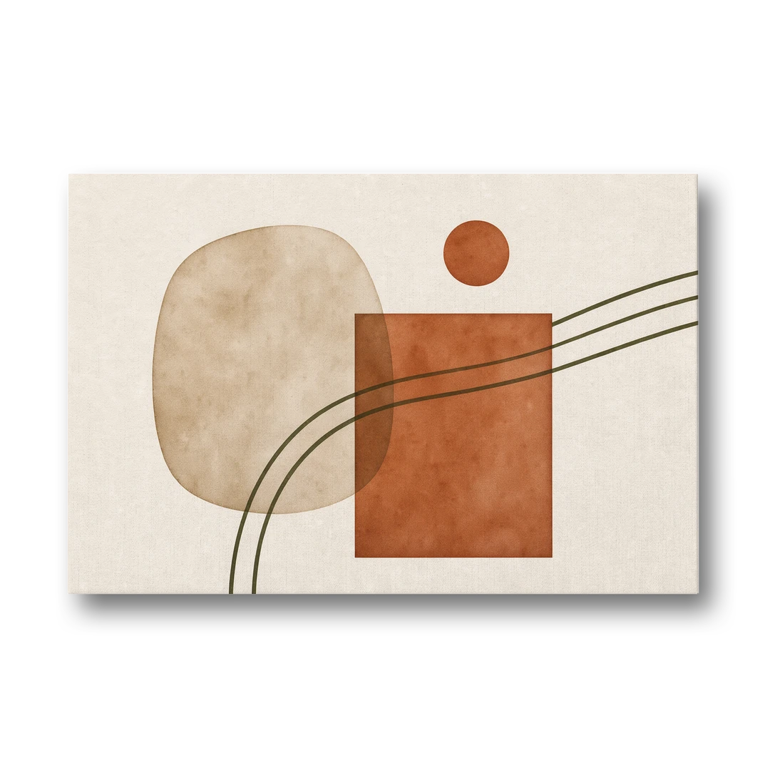 Mid Century Modern Wall Decor Pebble and Olive Arcs - Canvas Wall Art - Front