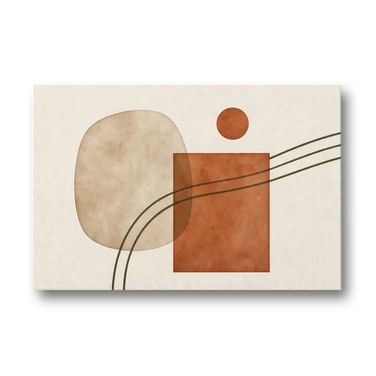 Mid Century Modern Wall Decor Pebble and Olive Arcs - Canvas Wall Art - Front
