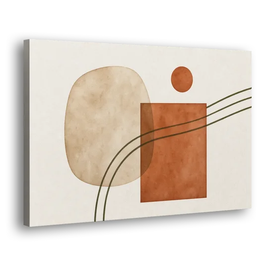 Mid Century Modern Wall Decor Pebble and Olive Arcs - Canvas Wall Art - Side