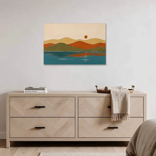 Mid Century Wall Art of Dome Hills at Sunrise - Canvas Wall Art - Coffee Table - 36x24