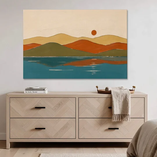 Mid Century Wall Art of Dome Hills at Sunrise - Canvas Wall Art - Coffee Table - 60x40