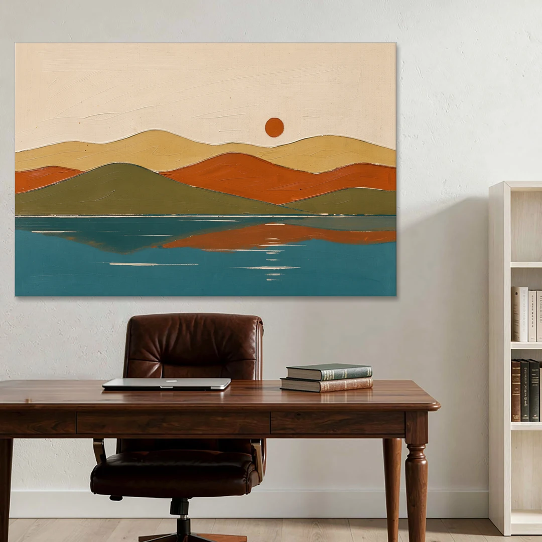 Mid Century Wall Art of Dome Hills at Sunrise - Canvas Wall Art - Office - 60x40