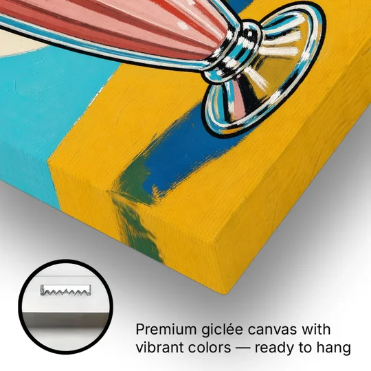 Milkshake Painting with Cherry and Chrome Cup - Canvas Wall Art - Gallery Wrap Corner