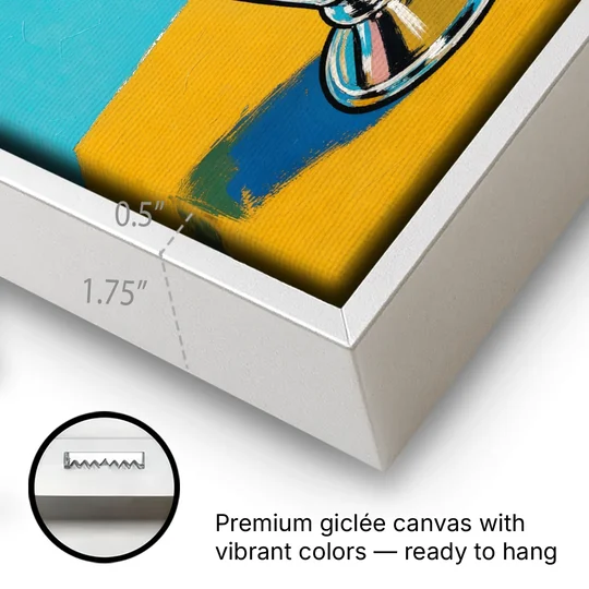 Milkshake Painting with Cherry and Chrome Cup - White Framed Canvas Wall Art - Gallery Wrap Corner