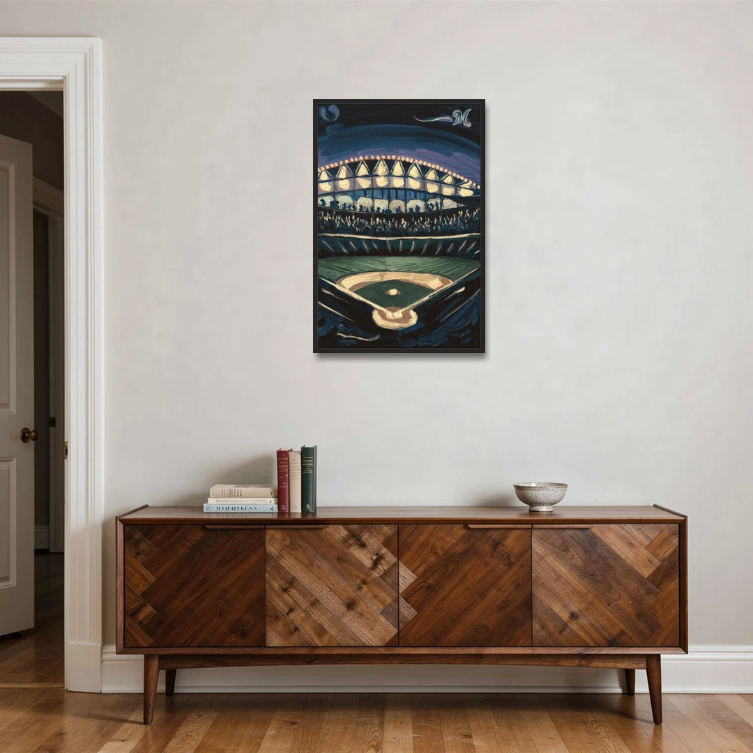 Milwaukee Brewers Celebration - Black Framed Canvas Wall Art - Coffee Table - 24x36