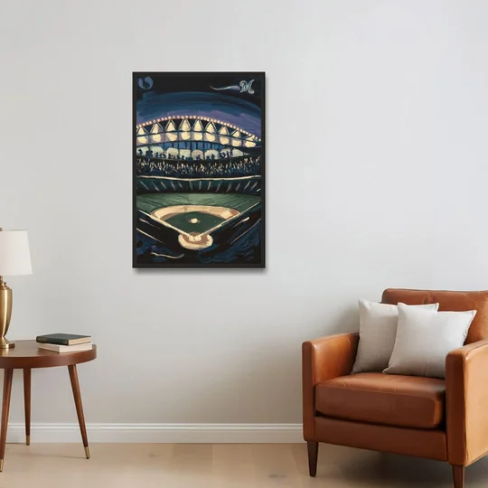 Milwaukee Brewers Celebration - Black Framed Canvas Wall Art - Sofa - 24x36