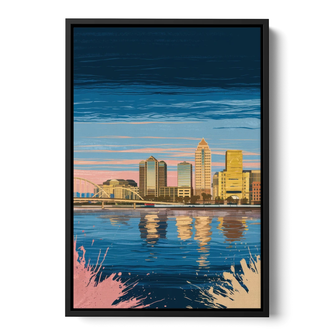Milwaukee Wisconsin Charm - Black Framed Canvas Wall Art - Front