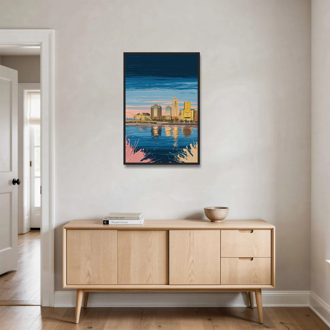 Milwaukee Wisconsin Charm - Black Framed Canvas Wall Art - Coffee Table - 24x36