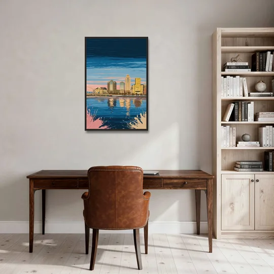 Milwaukee Wisconsin Charm - Black Framed Canvas Wall Art - Office - 24x36