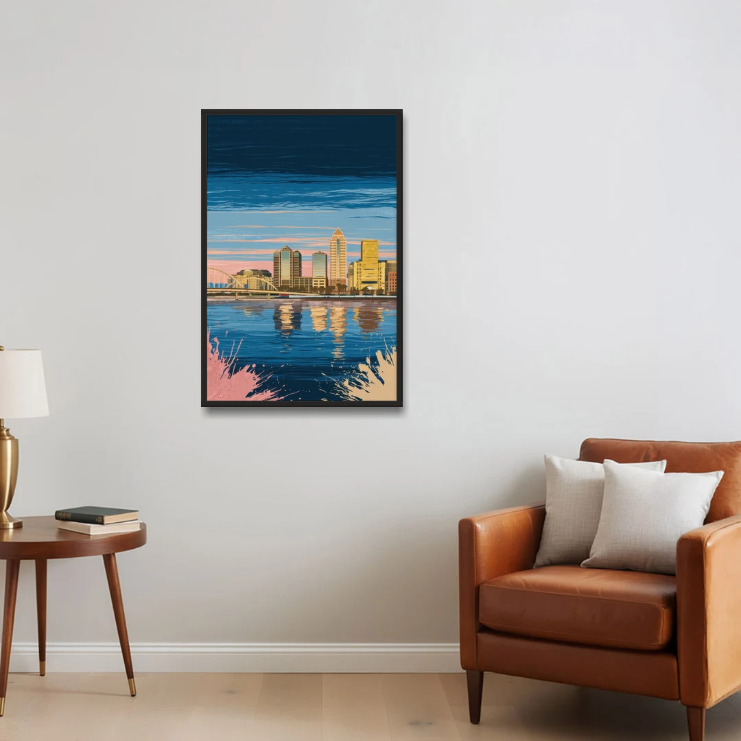 Milwaukee Wisconsin Charm - Black Framed Canvas Wall Art - Sofa - 24x36