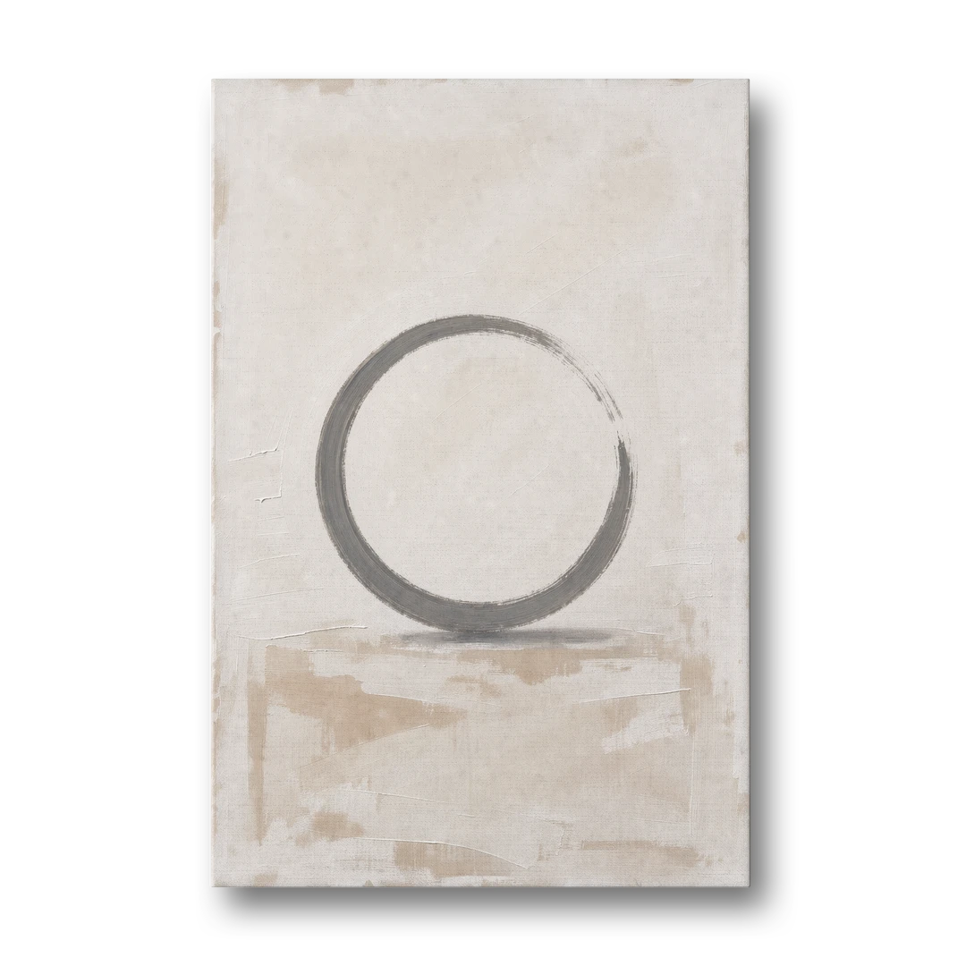 Minimal Wall Art of an Open Graphite Circle - Canvas Wall Art - Front