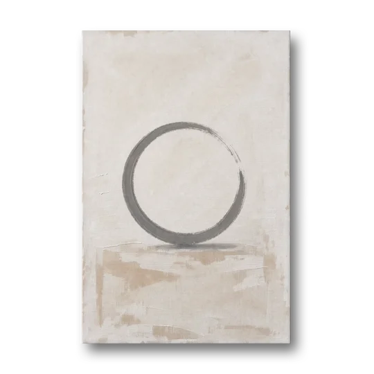 Minimal Wall Art of an Open Graphite Circle - Canvas Wall Art - Front