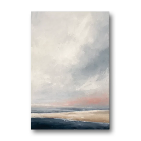 Minimalist Abstract Chalk Sky Over a Sandbar - Canvas Wall Art - Front