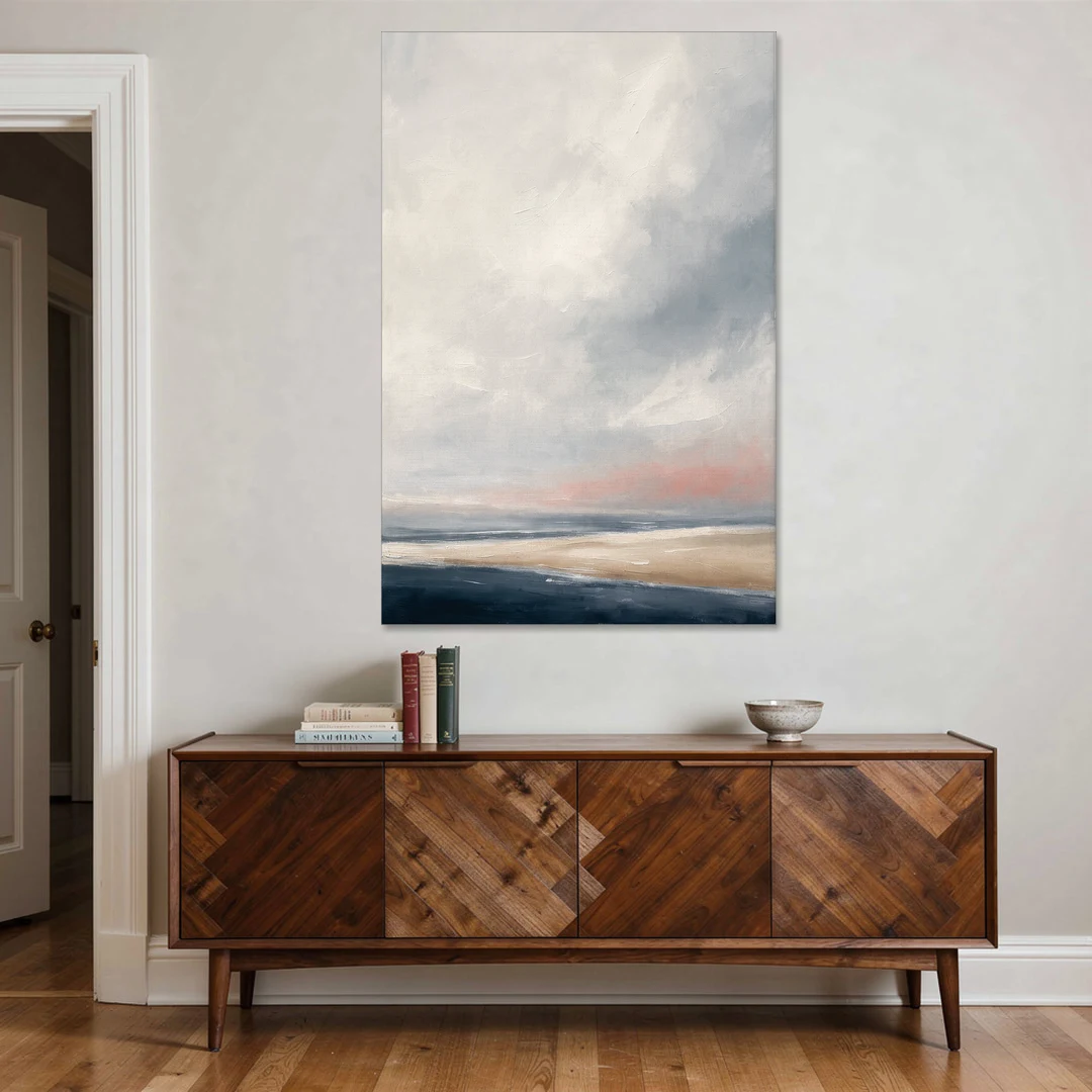 Minimalist Abstract Chalk Sky Over a Sandbar - Canvas Wall Art - Coffee Table - 40x60