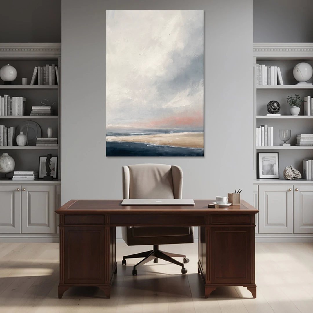 Minimalist Abstract Chalk Sky Over a Sandbar - Canvas Wall Art - Office - 40x60