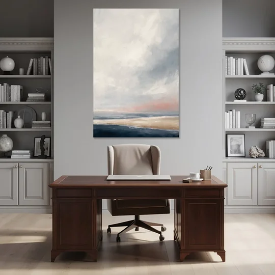 Minimalist Abstract Chalk Sky Over a Sandbar - Canvas Wall Art - Office - 40x60