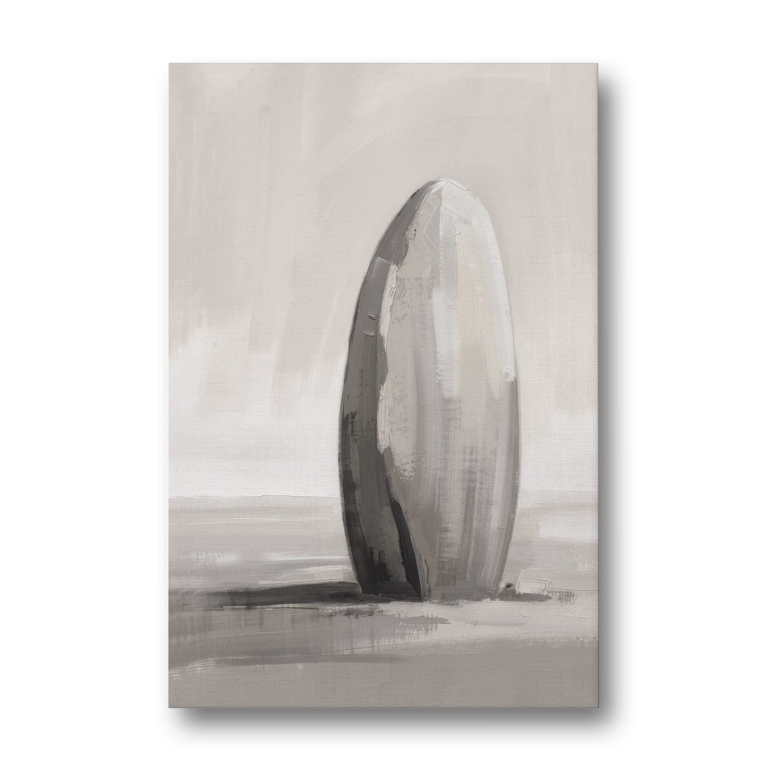 Minimalist Bedroom Standing Stone in Mist - Canvas Wall Art - Front
