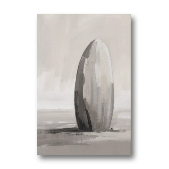 Minimalist Bedroom Standing Stone in Mist - Canvas Wall Art - Front
