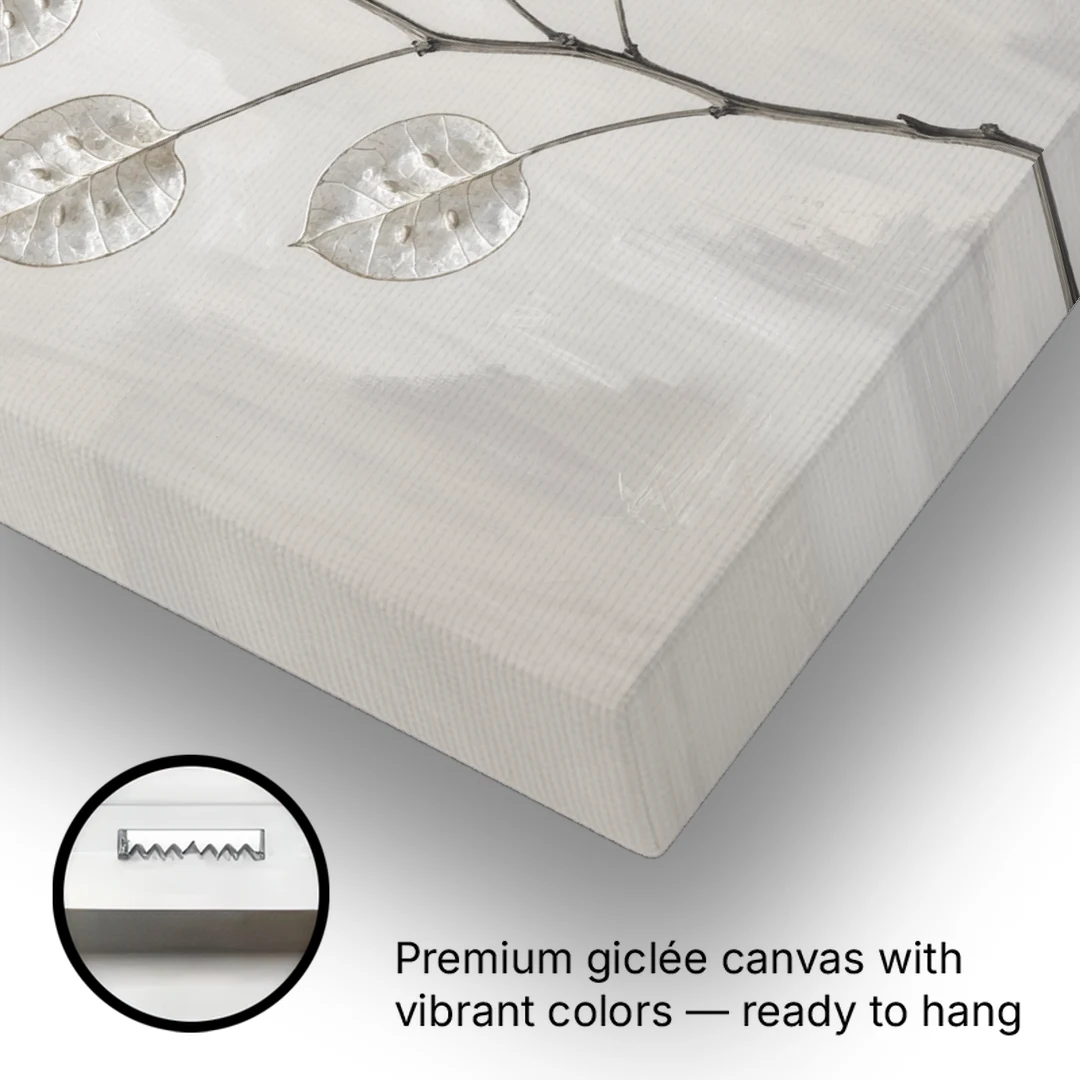 Minimalist Botanical Wall Art with Honesty Seed Pods - Canvas Wall Art - Gallery Wrap Corner