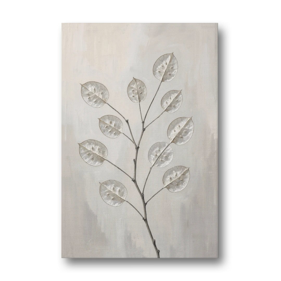 Minimalist Botanical Wall Art with Honesty Seed Pods - Canvas Wall Art - Front