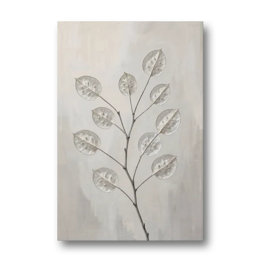 Minimalist Botanical Wall Art with Honesty Seed Pods - Canvas Wall Art - Front