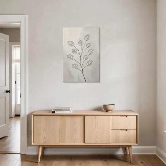 Minimalist Botanical Wall Art with Honesty Seed Pods - Canvas Wall Art - Coffee Table - 24x36