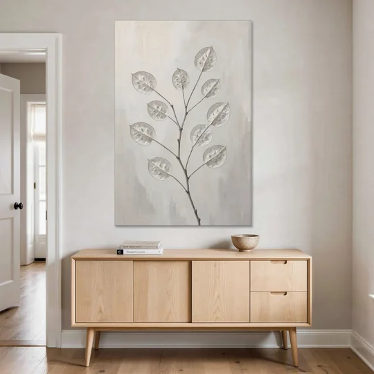Minimalist Botanical Wall Art with Honesty Seed Pods - Canvas Wall Art - Coffee Table - 40x60