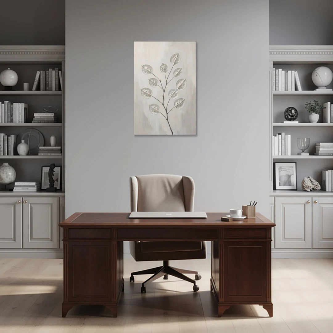 Minimalist Botanical Wall Art with Honesty Seed Pods - Canvas Wall Art - Office - 24x36