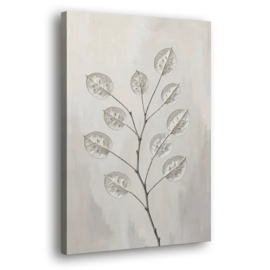 Minimalist Botanical Wall Art with Honesty Seed Pods - Canvas Wall Art - Side
