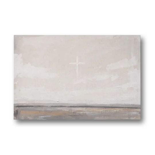 Minimalist Christian Wall Art with a Misty Cross - Canvas Wall Art - Front