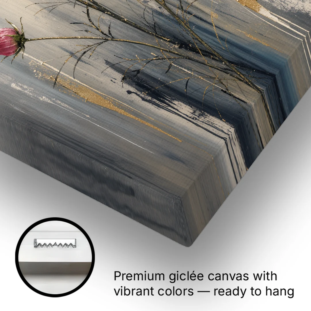 Minimalist Floral Wall Art with White Cosmos - Canvas Wall Art - Gallery Wrap Corner