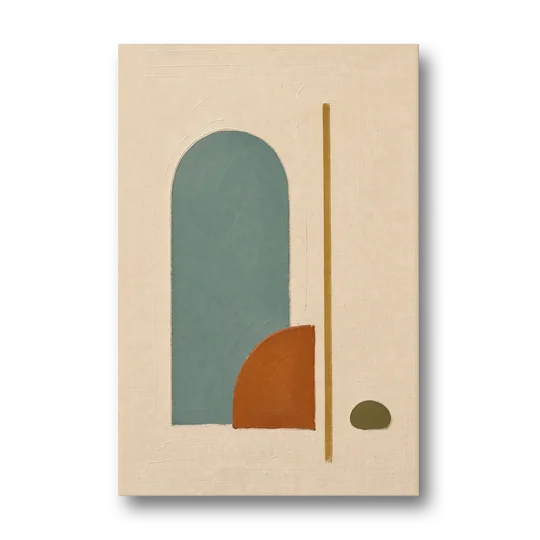 Minimalist Geometric Teal Arch with Terracotta Half-Circle - Canvas Wall Art - Front
